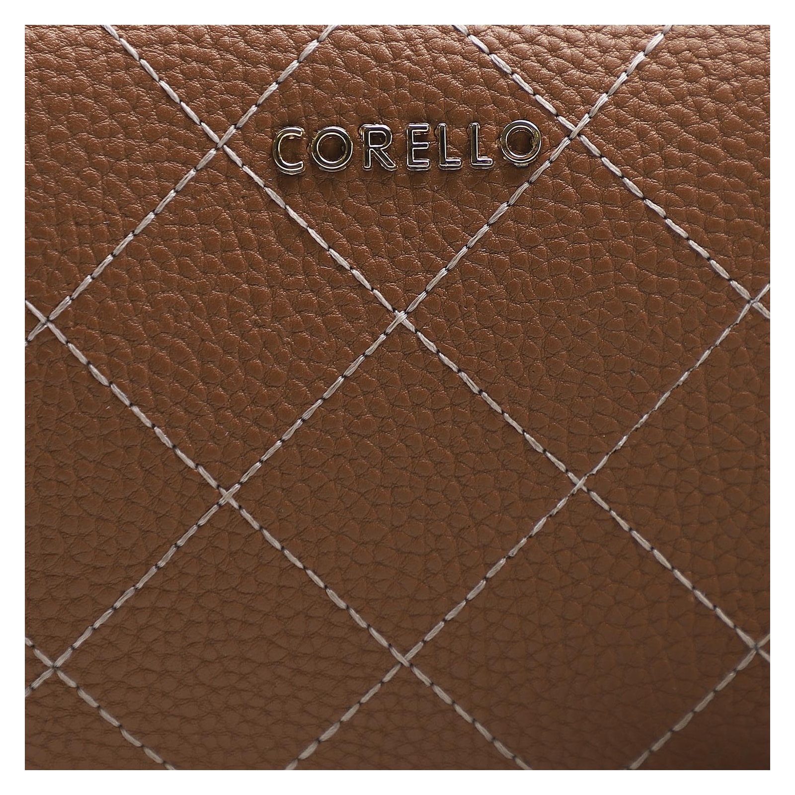 Bolsa Transversal Feminina Pesponto Alternativo Caramelo