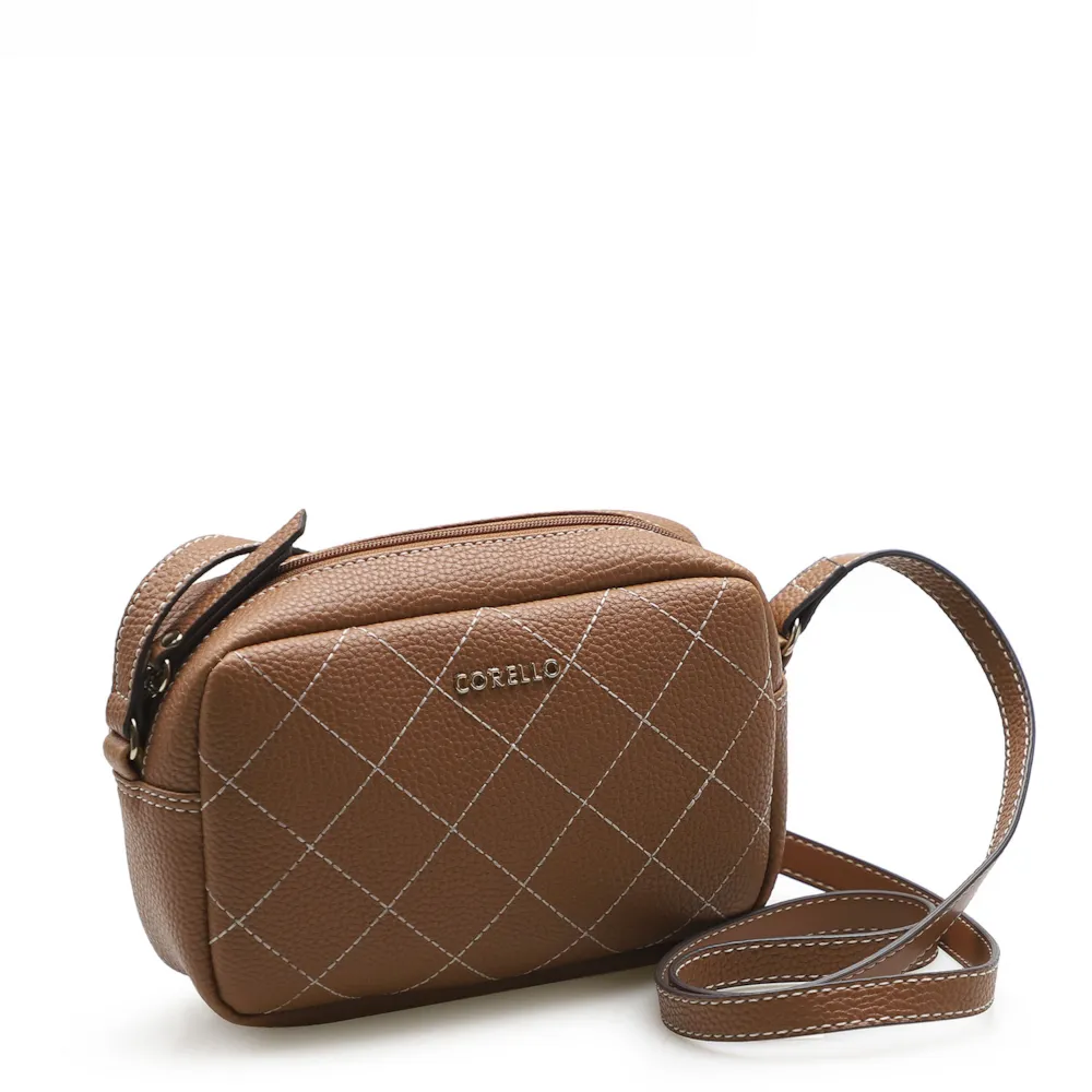 Bolsa Transversal Feminina Pesponto Alternativo Caramelo - imagem 2