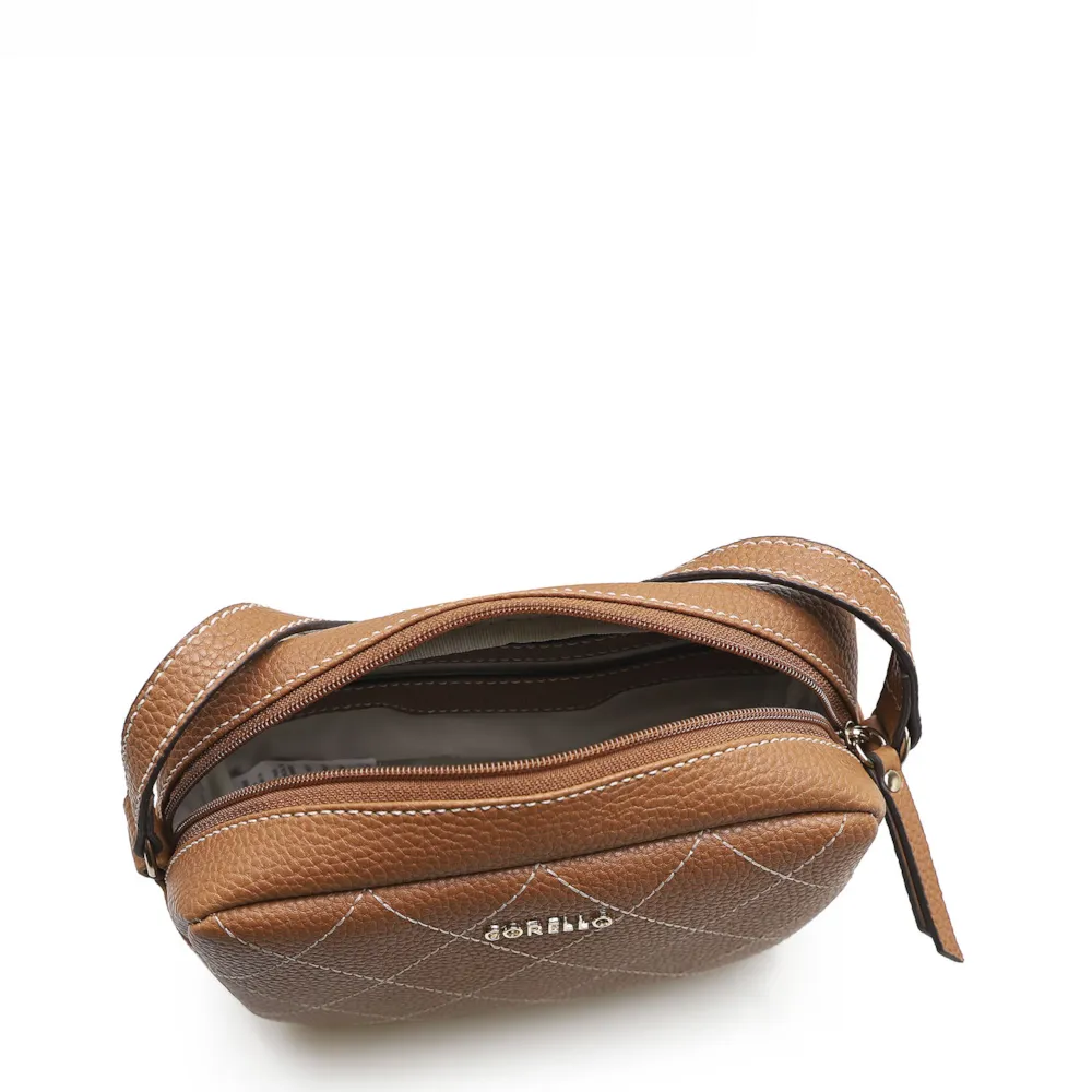 Bolsa Transversal Feminina Pesponto Alternativo Caramelo - imagem 4