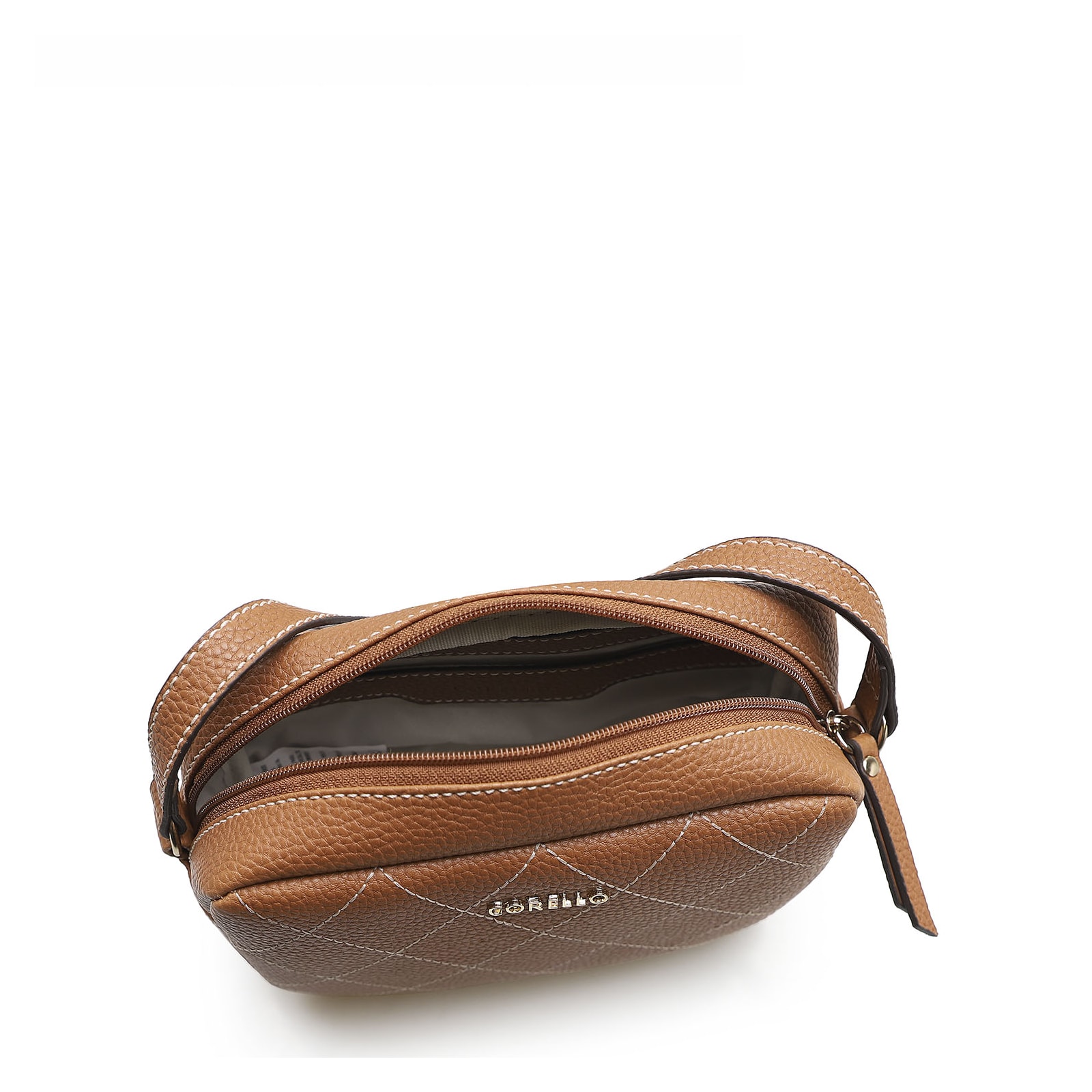Bolsa Transversal Feminina Pesponto Alternativo Caramelo