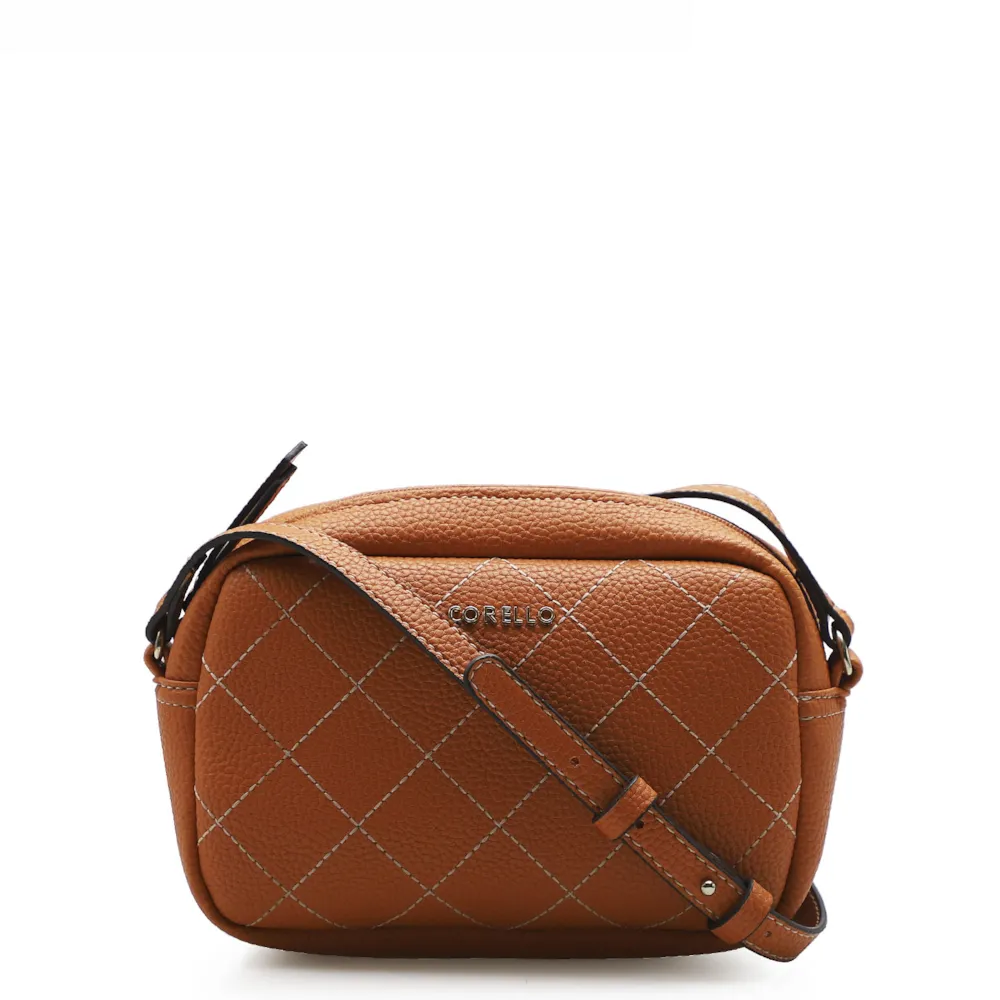 Bolsa Transversal Feminina Pesponto Alternativo Laranja