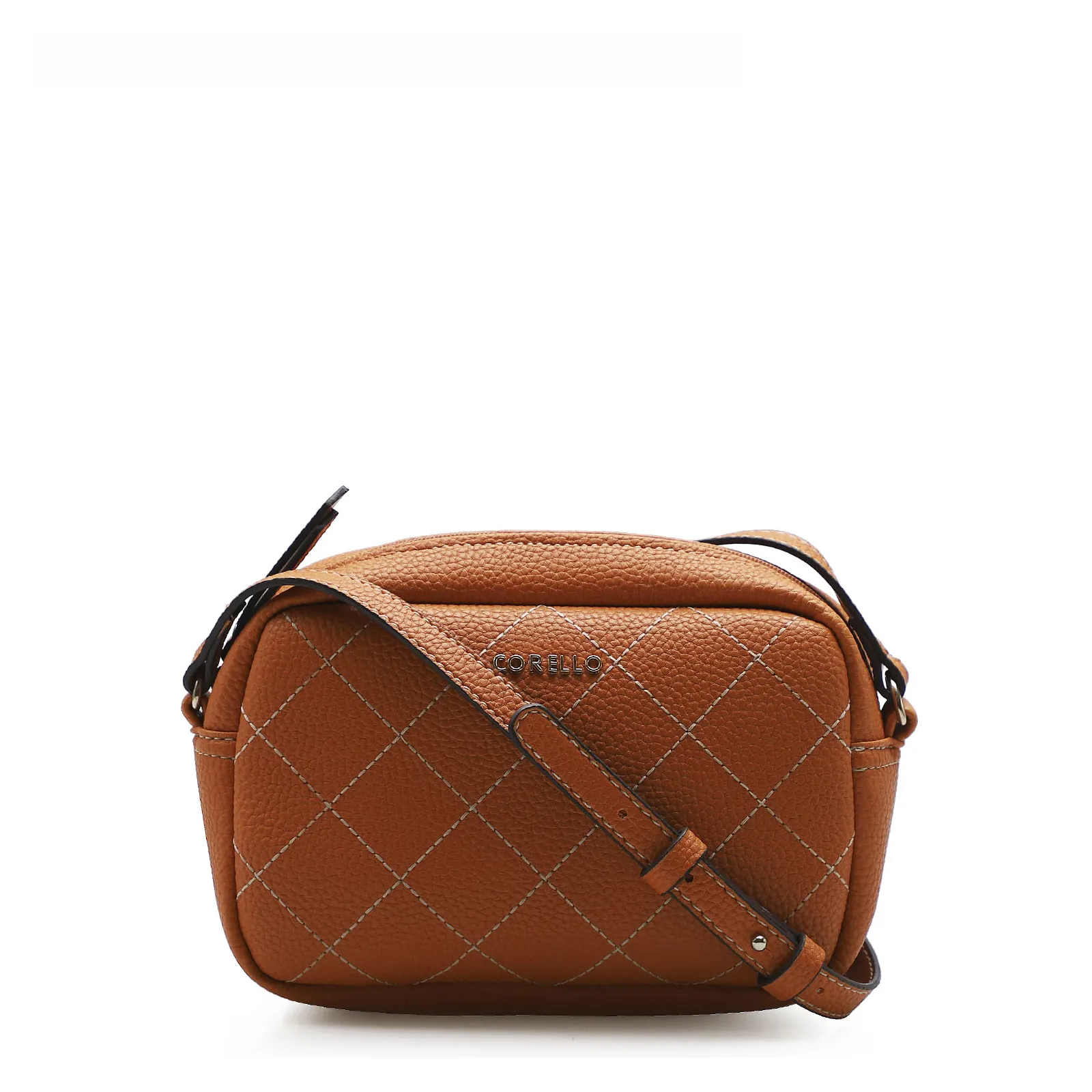 Bolsa Transversal Feminina Pesponto Alternativo Laranja