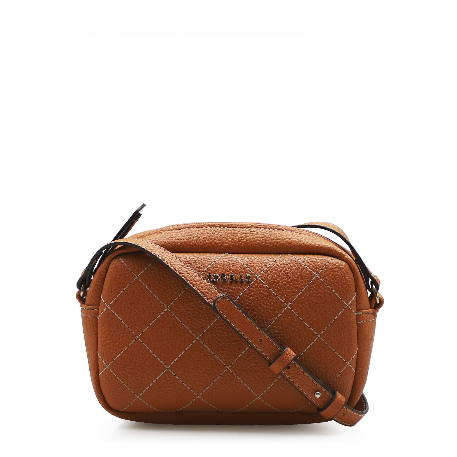 Bolsa Transversal Feminina Pesponto Alternativo Laranja