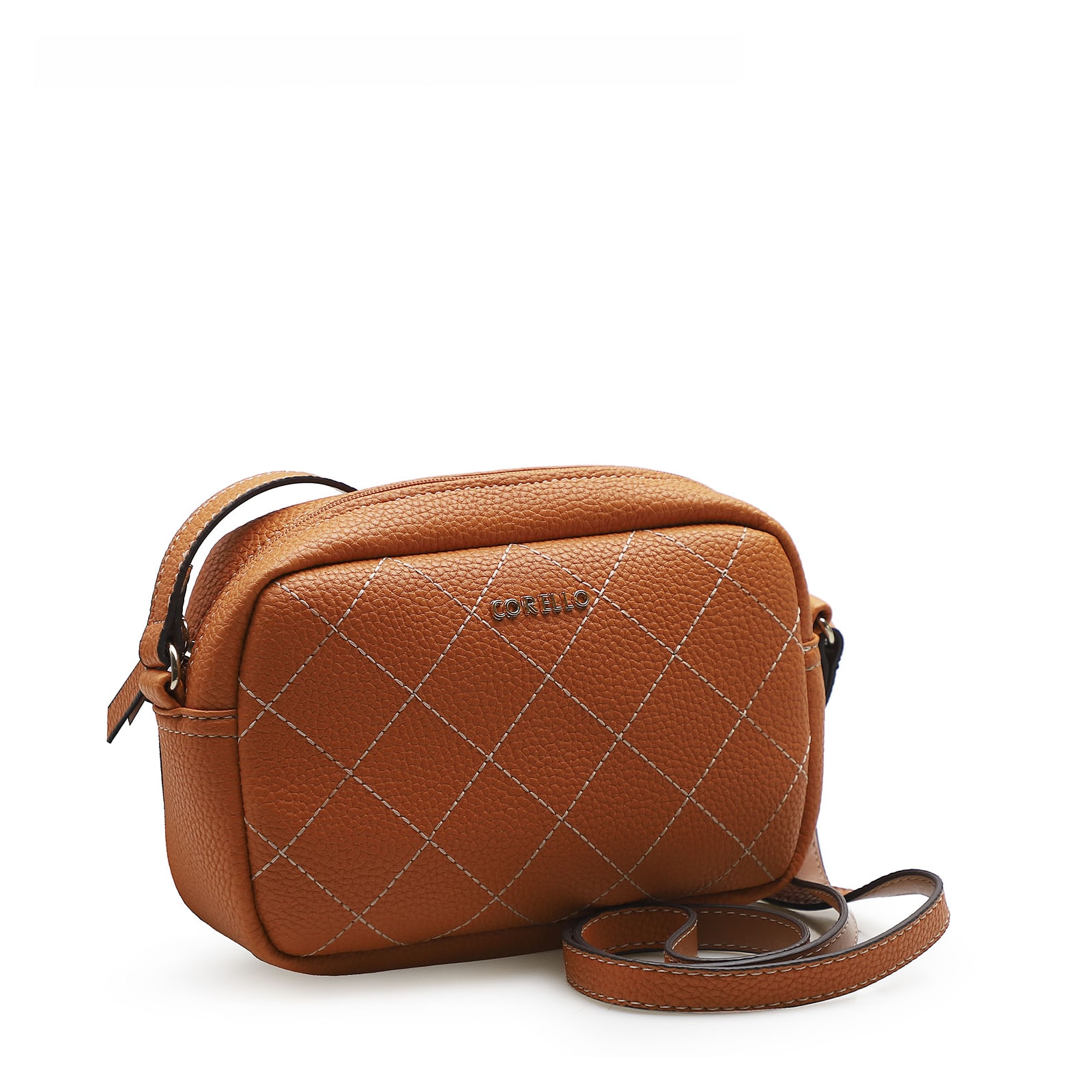 Bolsa Transversal Feminina Pesponto Alternativo Laranja
