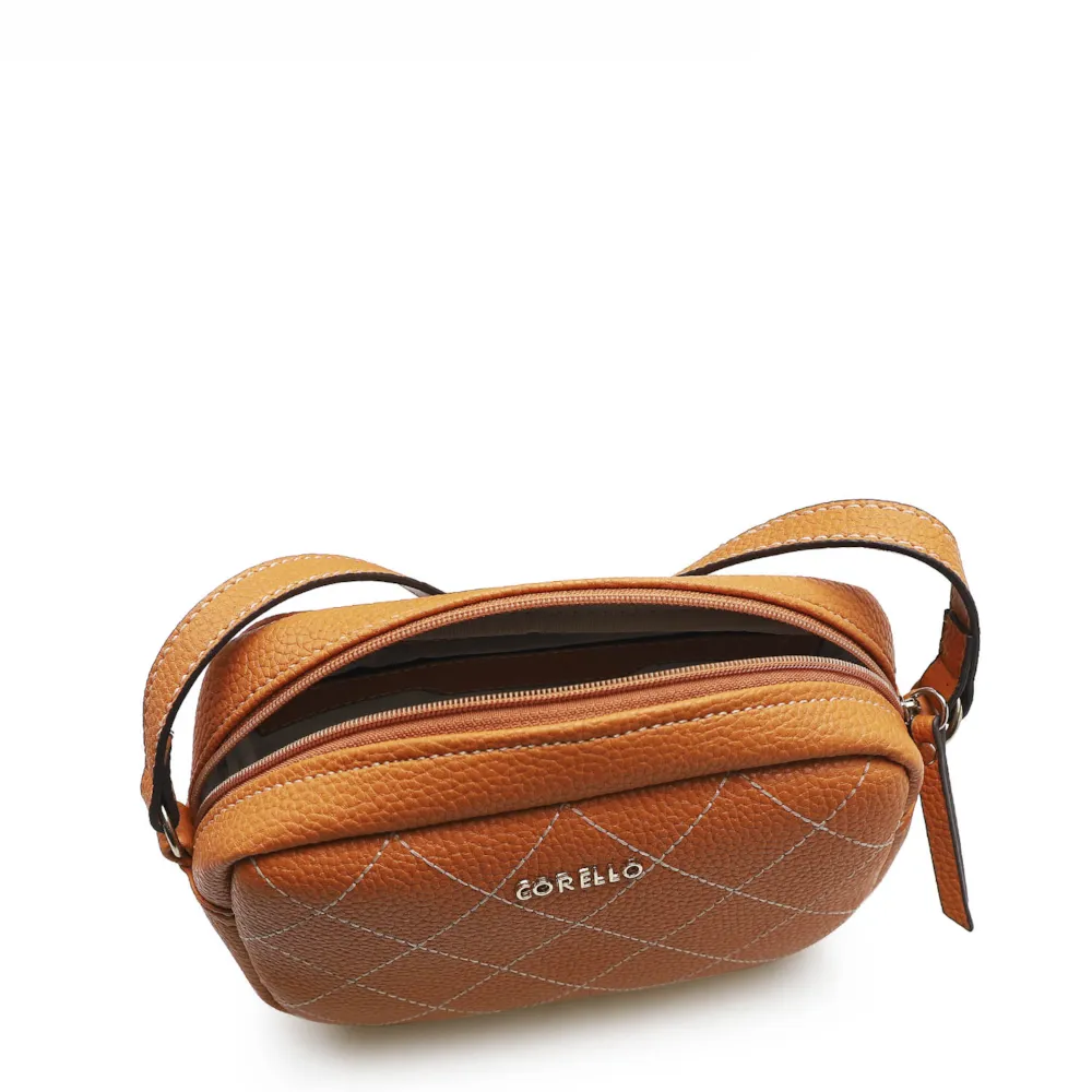 Bolsa Transversal Feminina Pesponto Alternativo Laranja - imagem 4