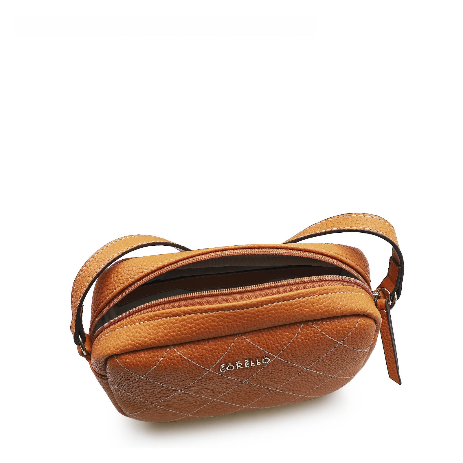 Bolsa Transversal Feminina Pesponto Alternativo Laranja