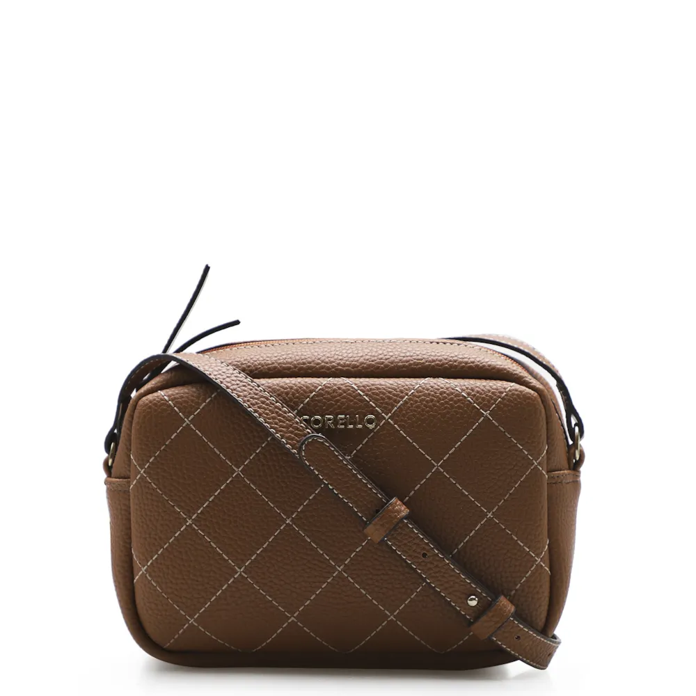 Bolsa Transversal Feminina Pesponto Alternativo Marrom