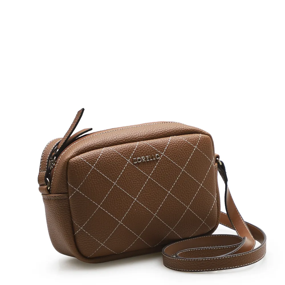 Bolsa Transversal Feminina Pesponto Alternativo Marrom - imagem 2