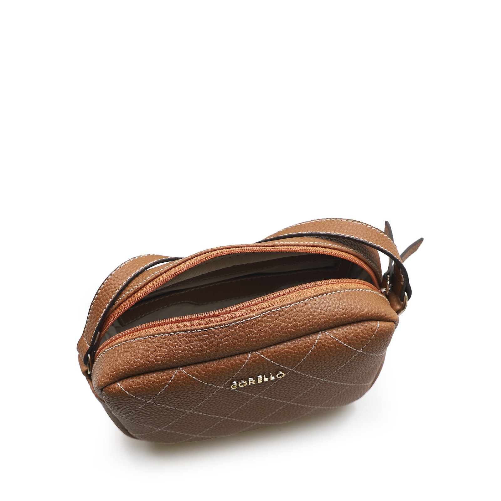 Bolsa Transversal Feminina Pesponto Alternativo Marrom