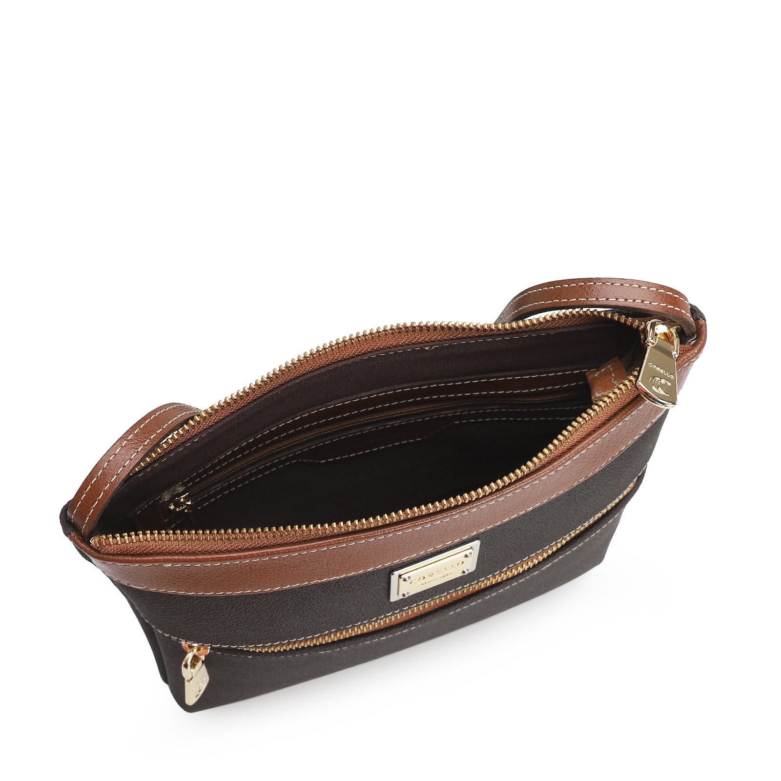 Bolsa Transversal Firenze Café/ Couro Marrom