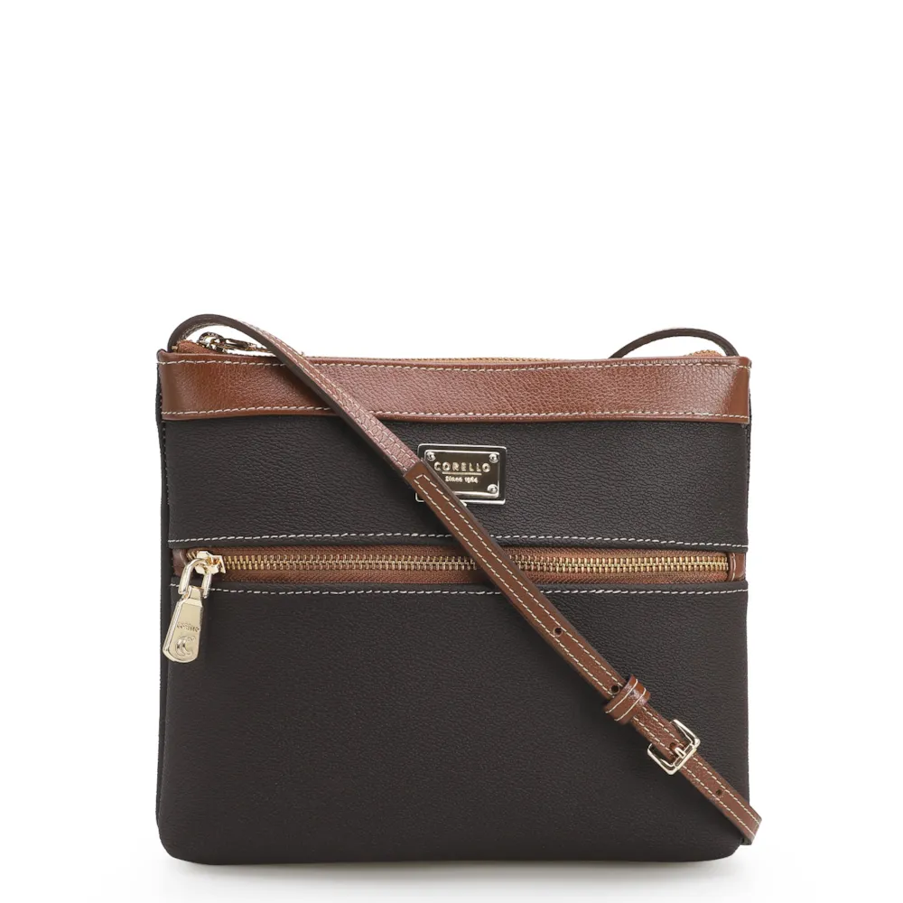 Bolsa Transversal Firenze Café/ Couro Marrom