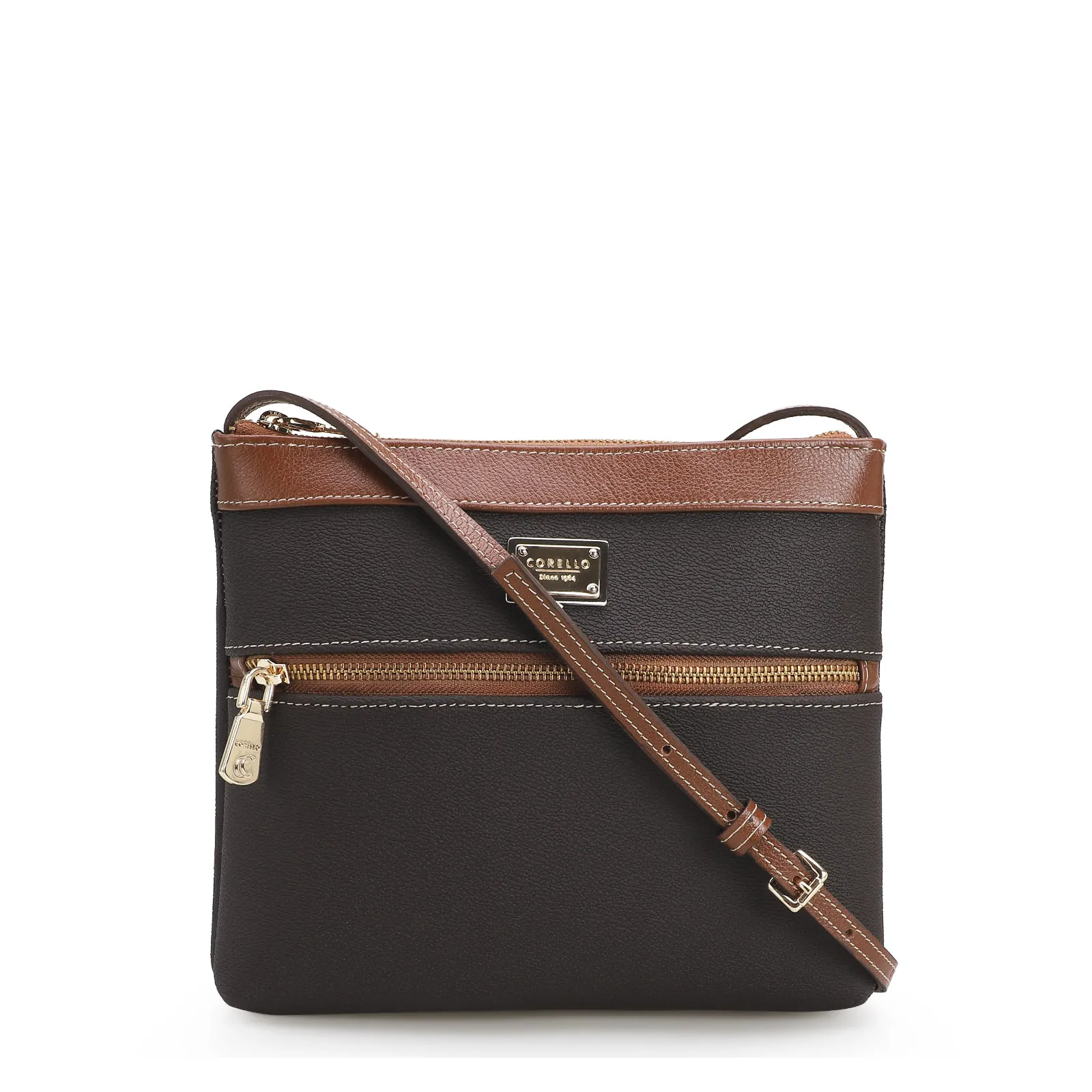 Bolsa Transversal Firenze Café/ Couro Marrom