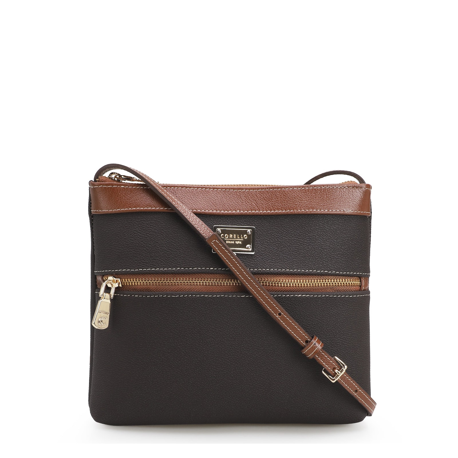 Bolsa Transversal Firenze Café/ Couro Marrom