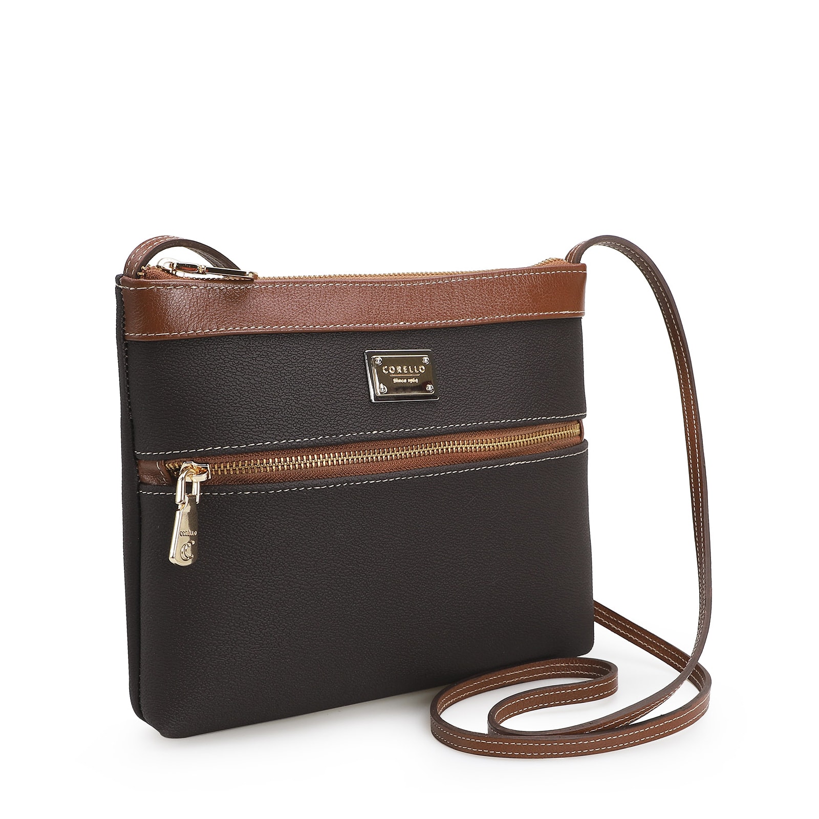 Bolsa Transversal Firenze Café/ Couro Marrom