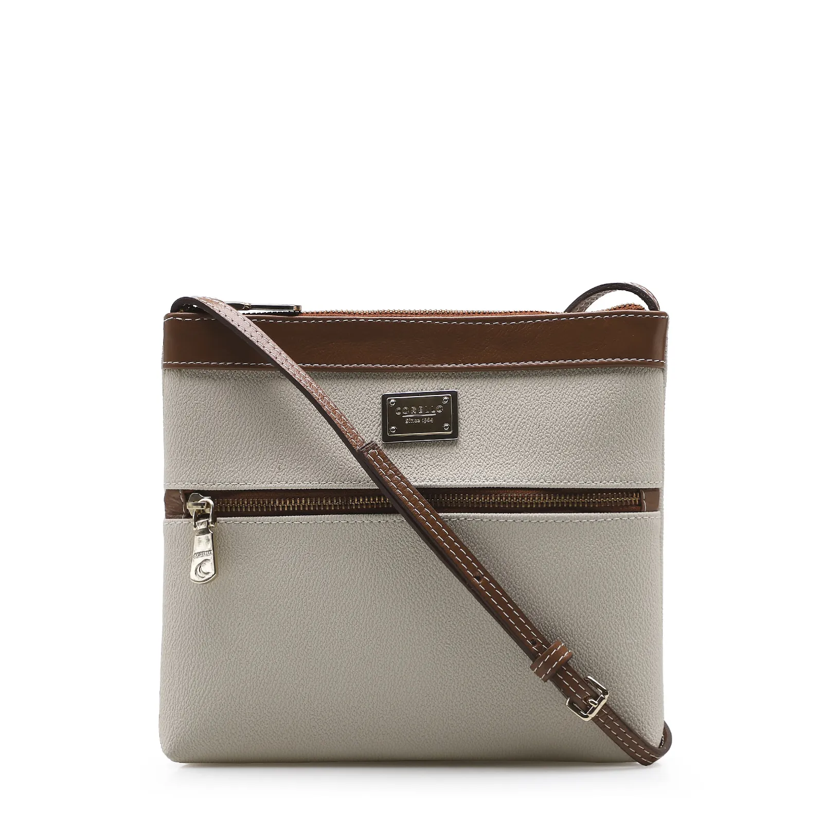 Bolsa Transversal Firenze Off White/Marrom