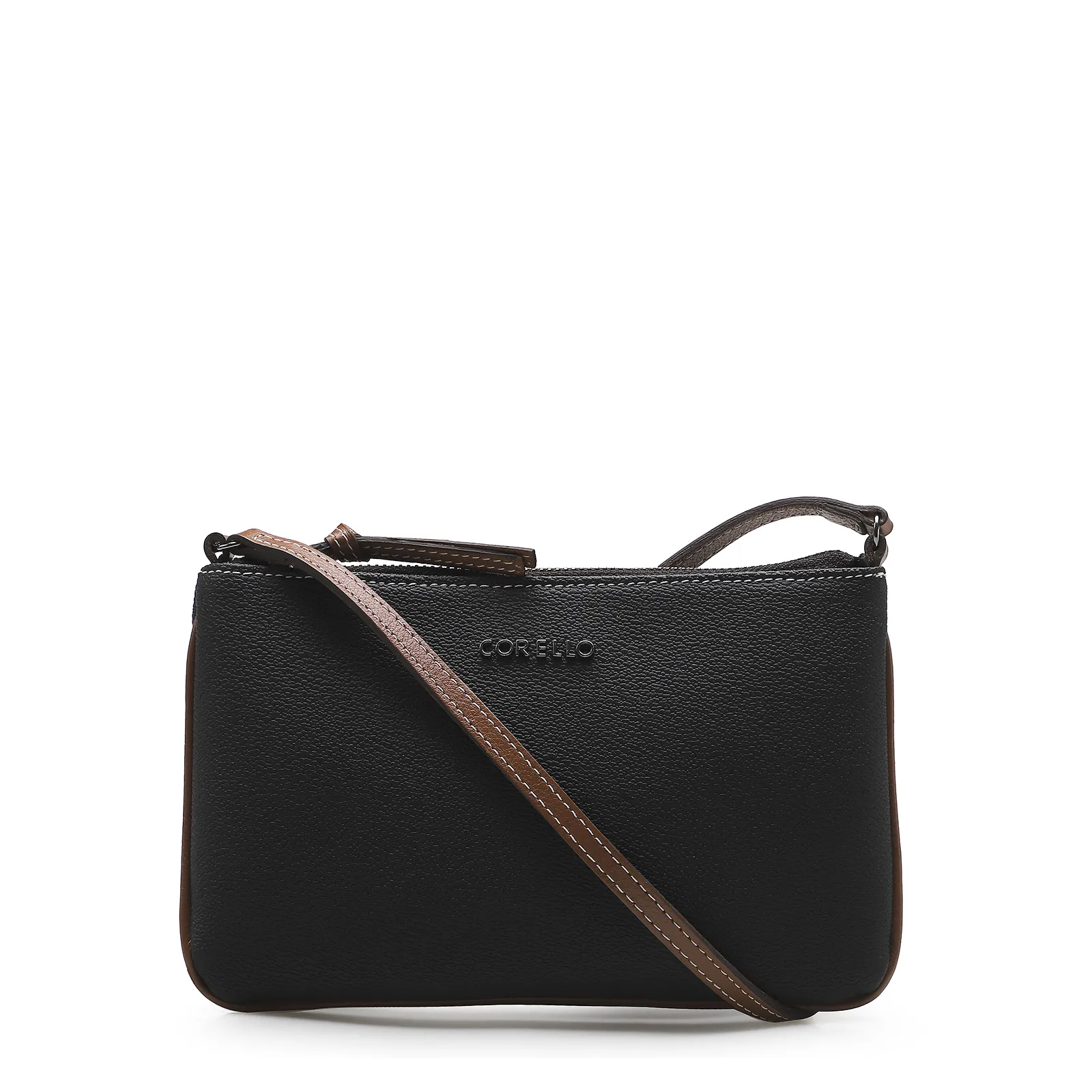 Bolsa Transversal Firenze Preta/Marrom
