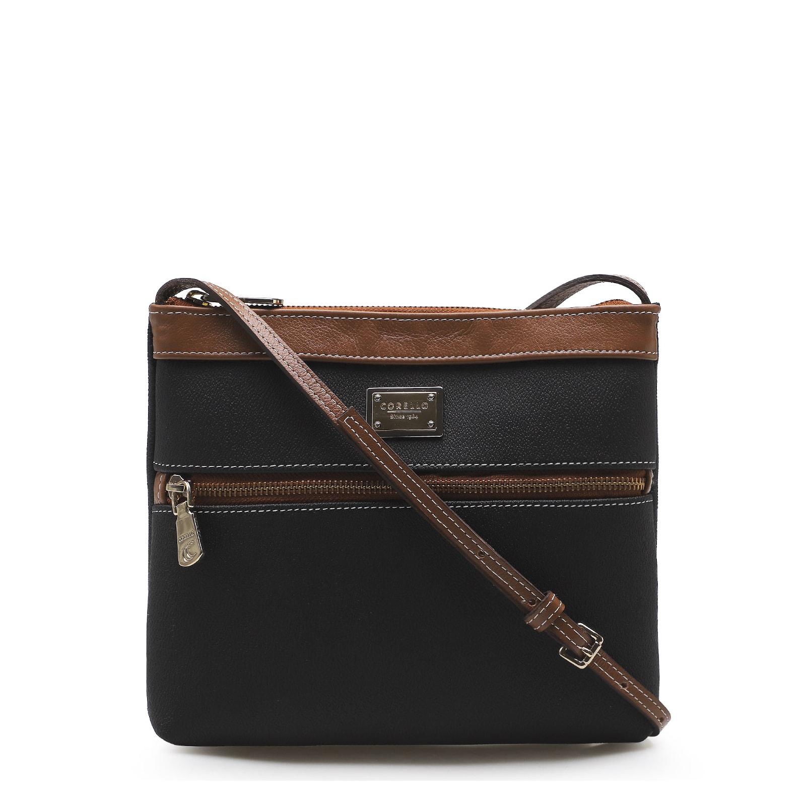 Bolsa Transversal Firenze Preto/Marrom