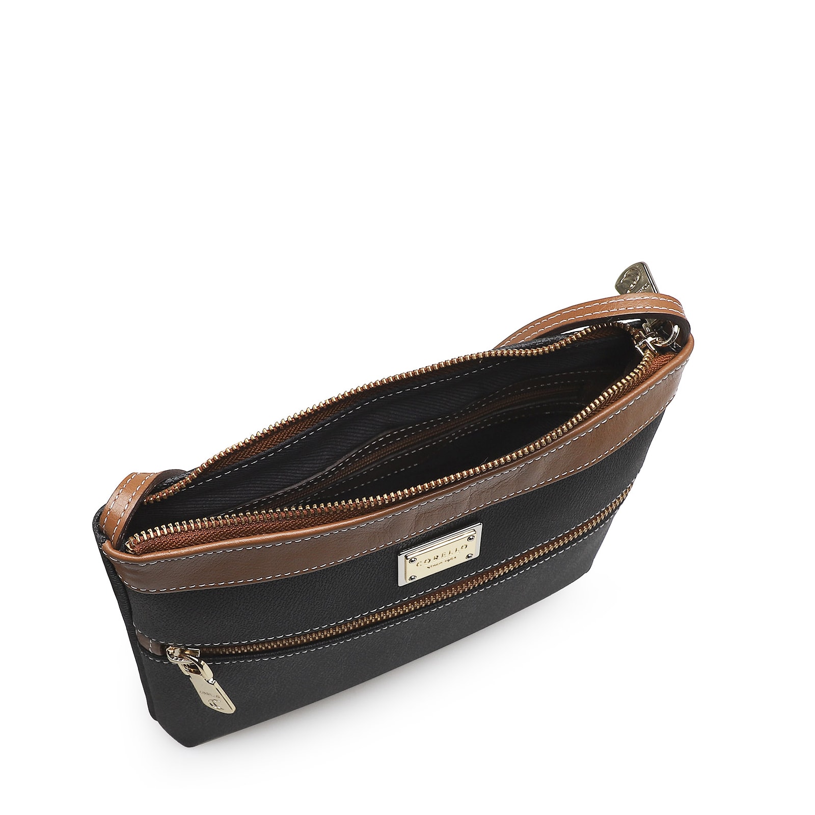 Bolsa Transversal Firenze Preto/Marrom