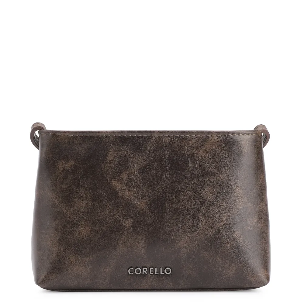 Bolsa Transversal Fivela Couro Estonado Marrom - imagem 3