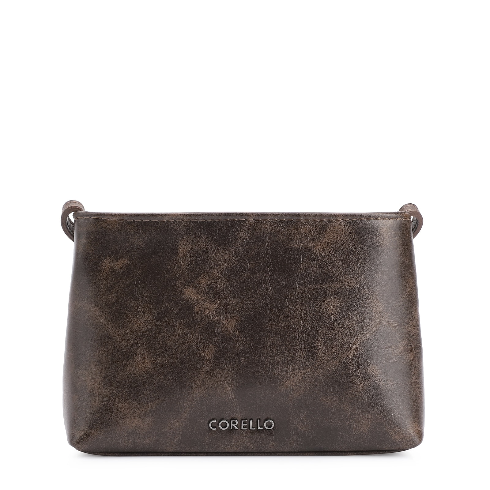 Bolsa Transversal Fivela Couro Estonado Marrom