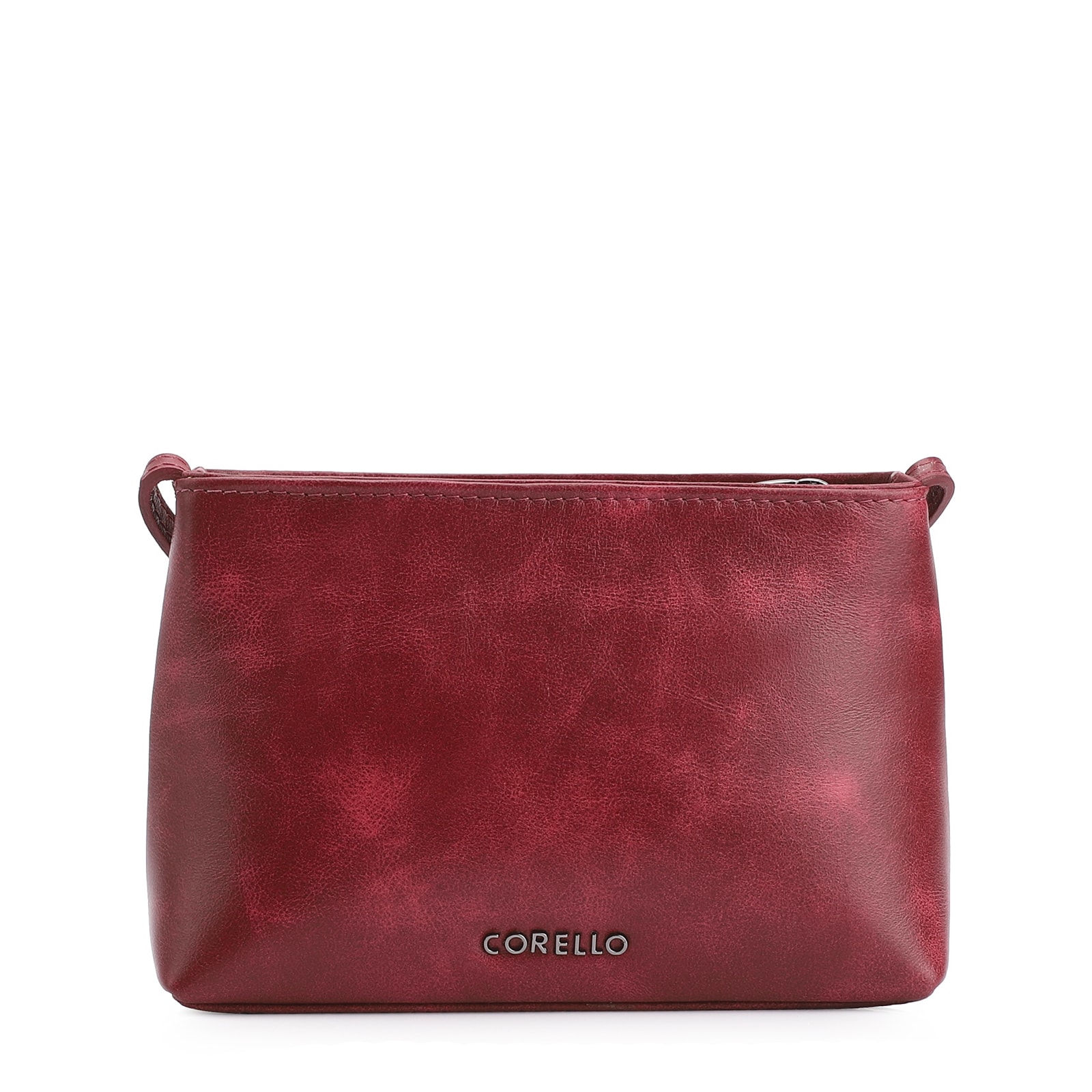 Bolsa Transversal Fivela Couro Estonado Vermelho