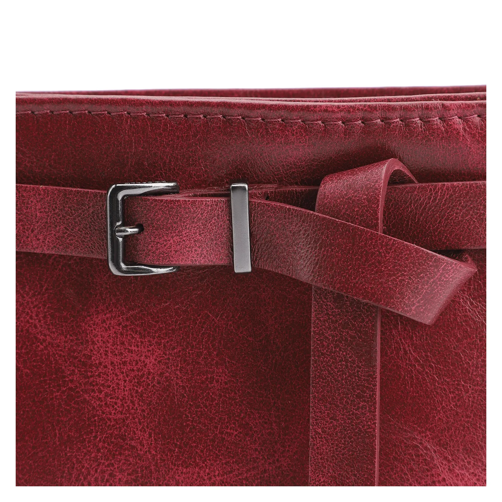 Bolsa Transversal Fivela Couro Estonado Vermelho