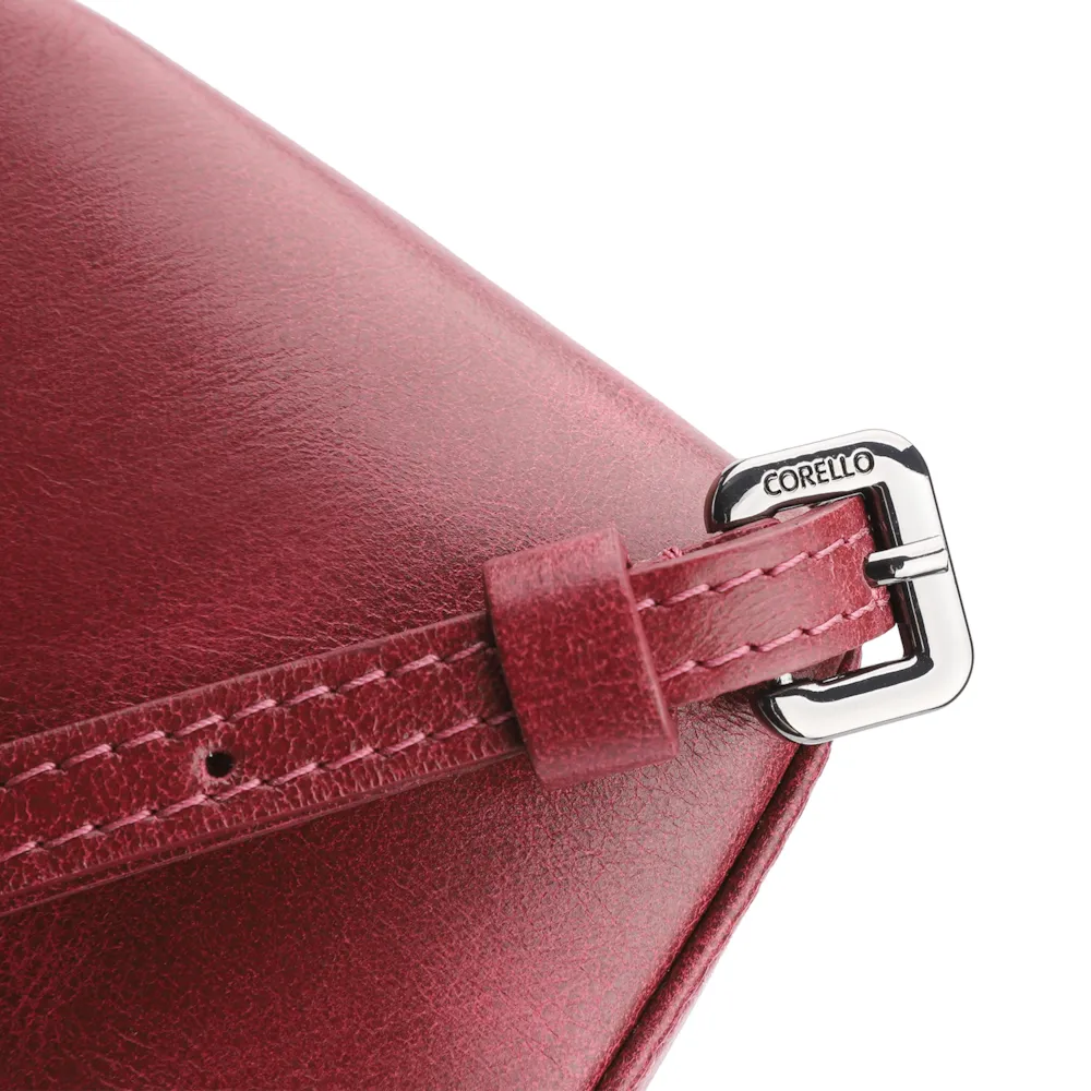 Bolsa Transversal Fivela Couro Estonado Vermelho - imagem 7