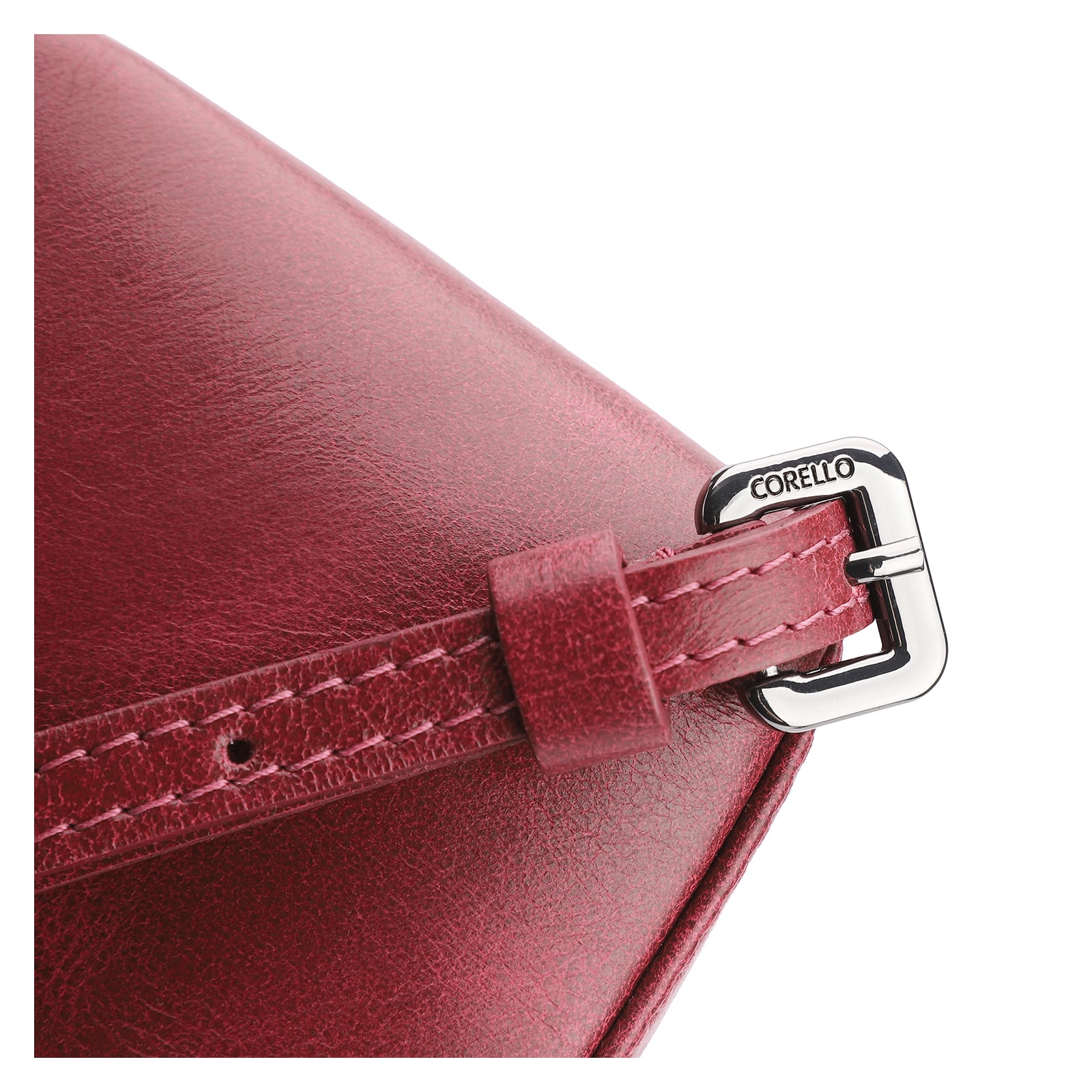 Bolsa Transversal Fivela Couro Estonado Vermelho