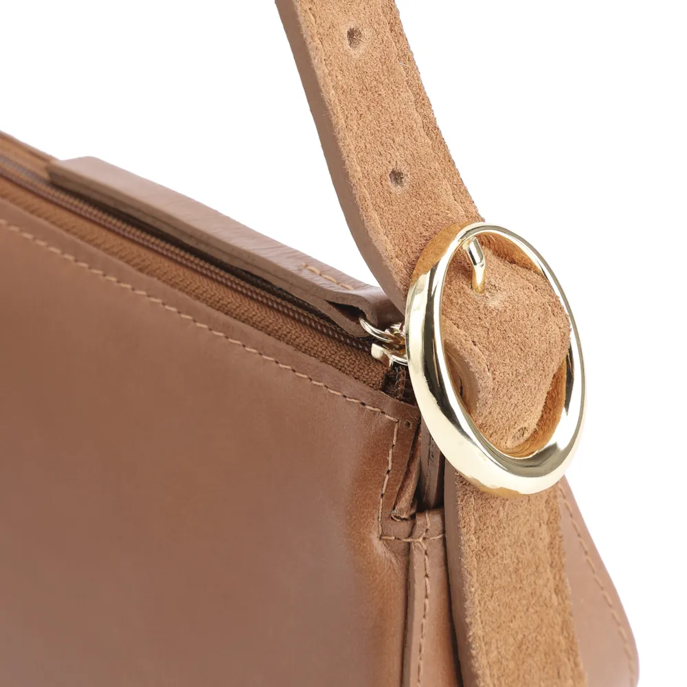 Bolsa Transversal Fivela Couro Marrom/Camurça Marrom - imagem 5