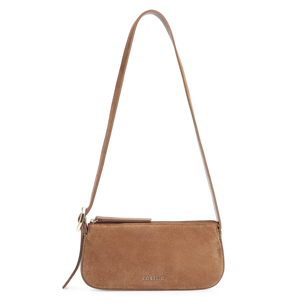 Bolsa Transversal Fivela Couro Marrom/Camurça Marrom