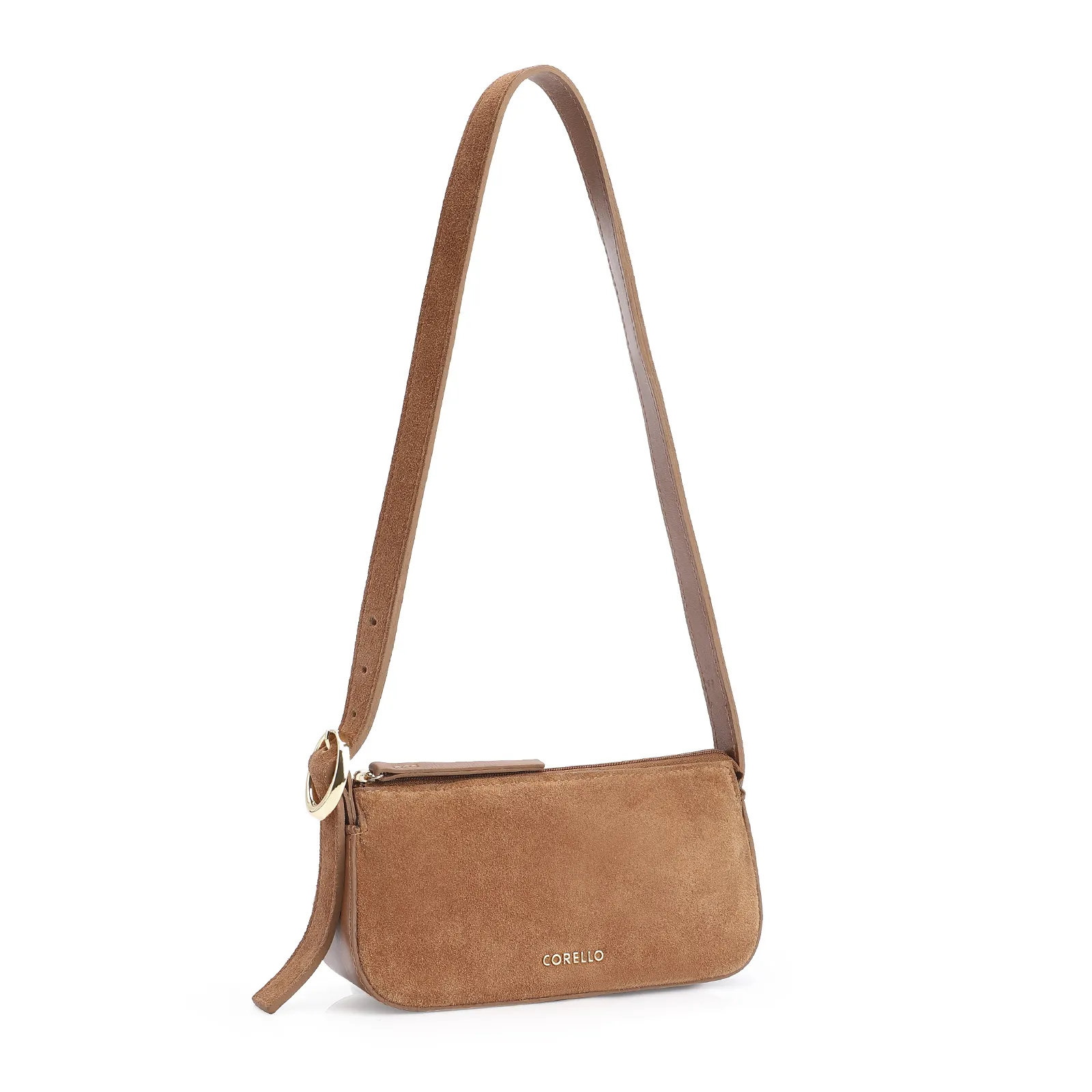 Bolsa Transversal Fivela Couro Marrom/Camurça Marrom