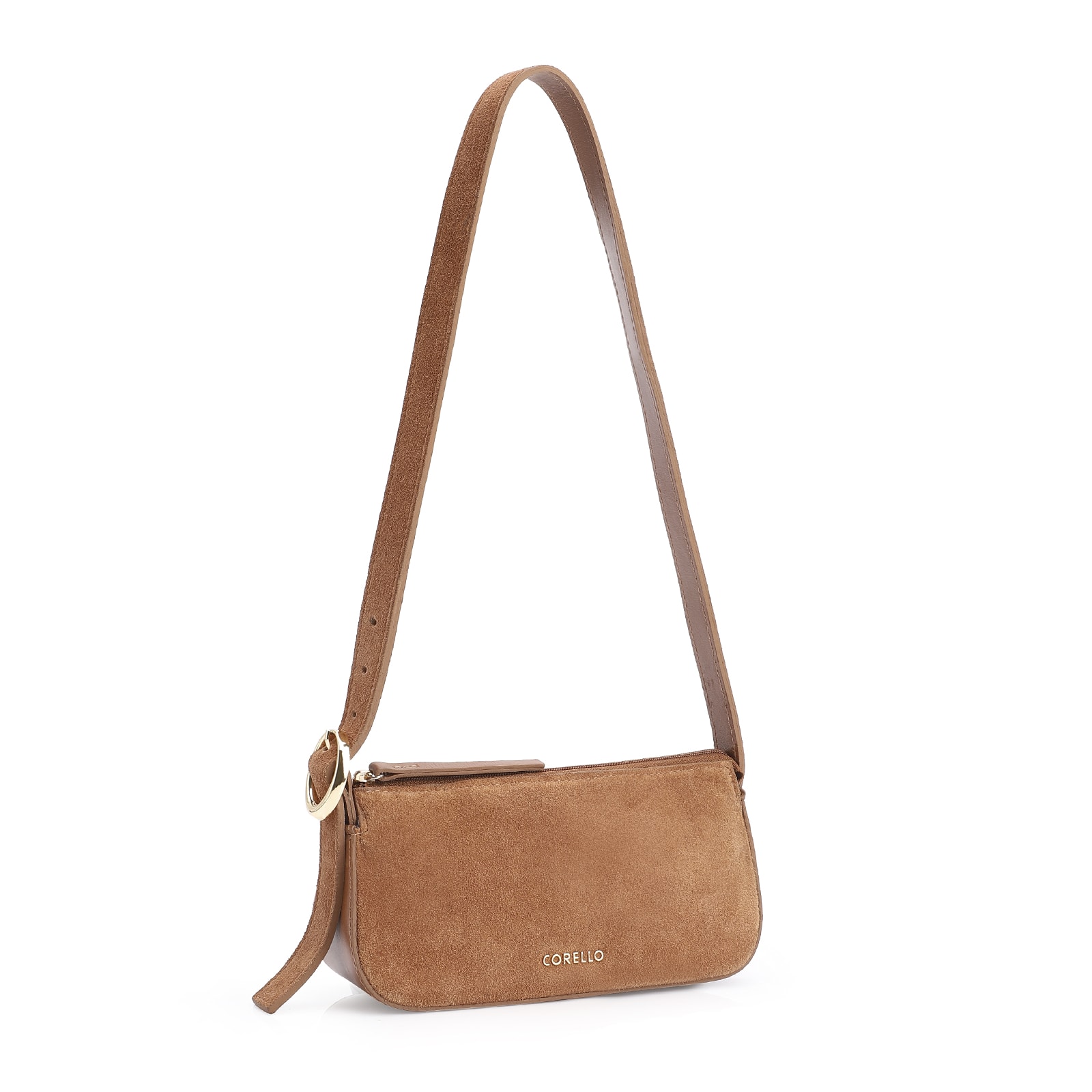 Bolsa Transversal Fivela Couro Marrom/Camurça Marrom