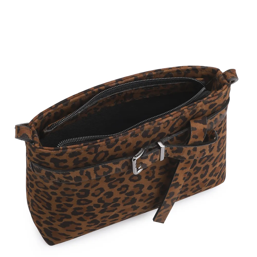 Bolsa Transversal Fivela Couro Nobuck Onça - imagem 4