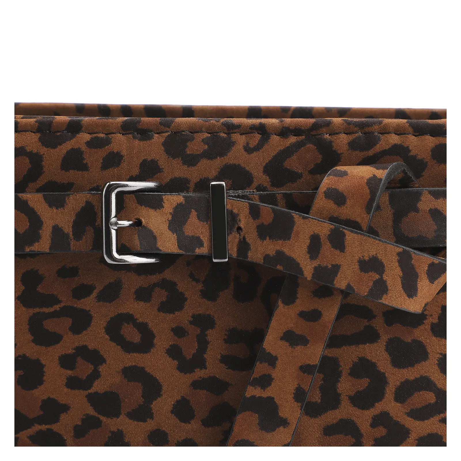 Bolsa Transversal Fivela Couro Nobuck Onça