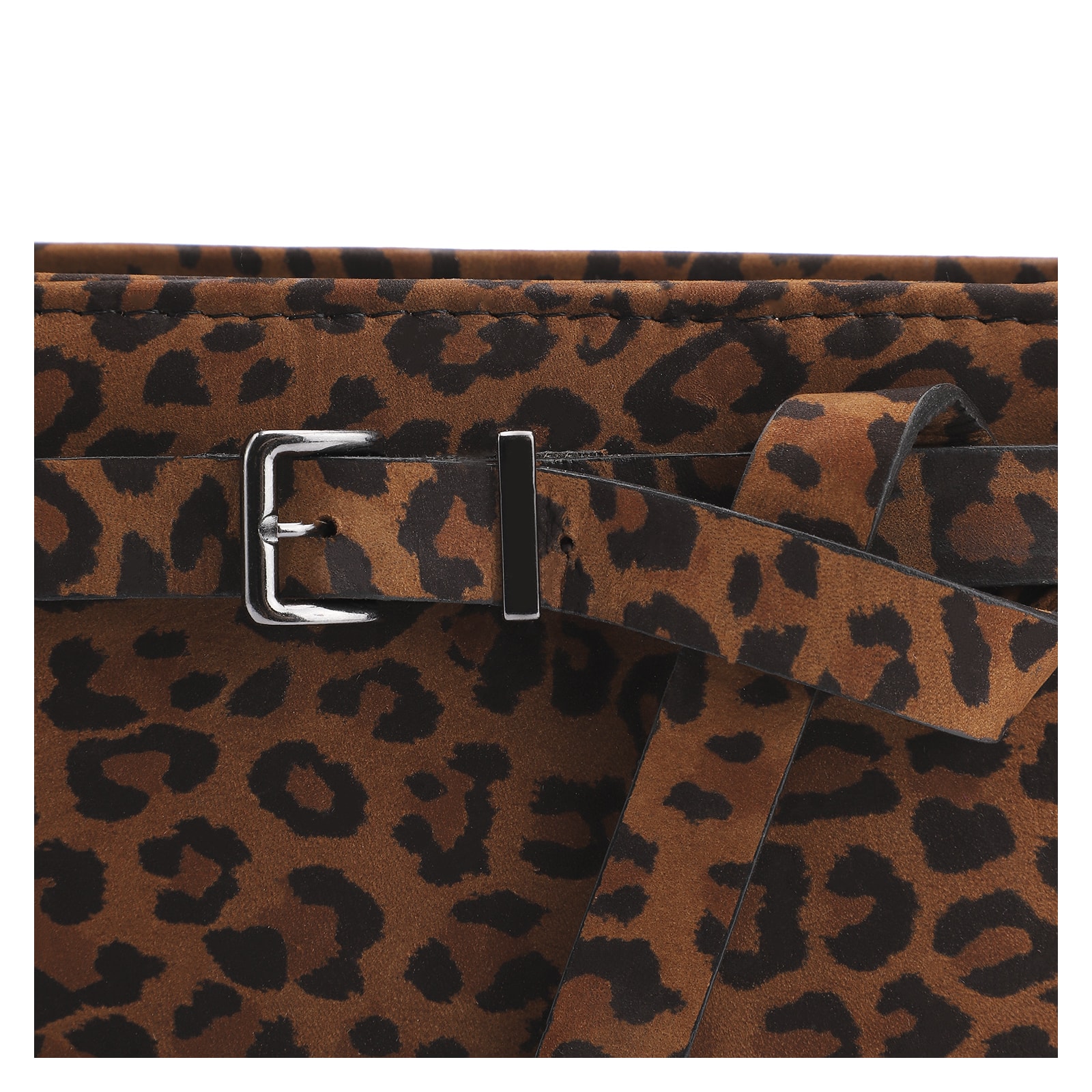 Bolsa Transversal Fivela Couro Nobuck Onça