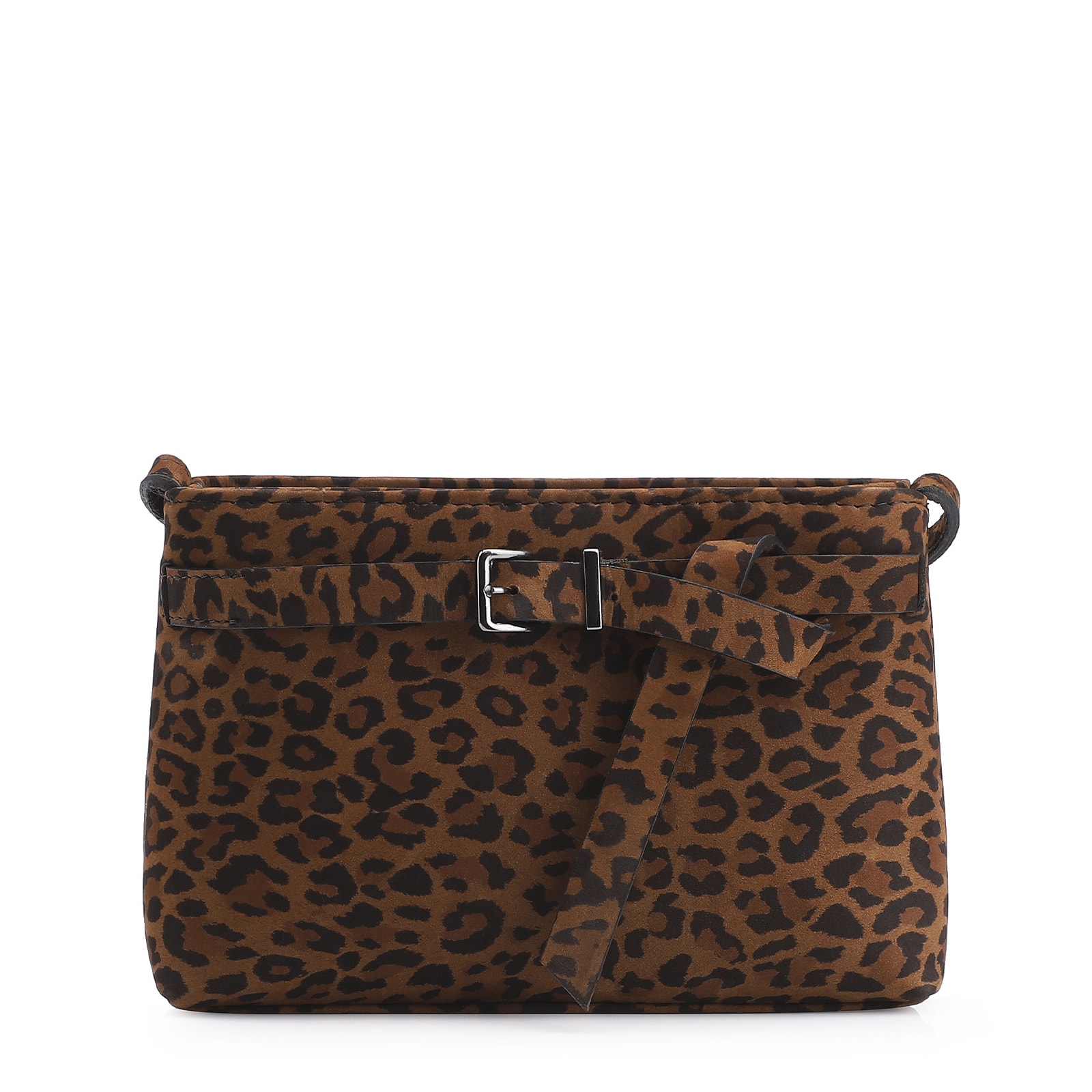 Bolsa Transversal Fivela Couro Nobuck Onça