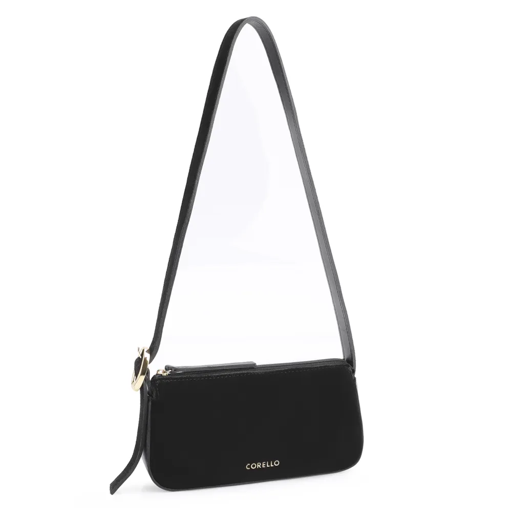 Bolsa Transversal Fivela Couro Preto/Camurça Preto - imagem 2