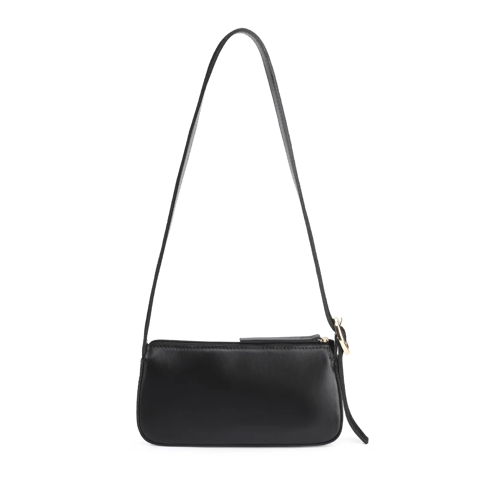 Bolsa Transversal Fivela Couro Preto/Camurça Preto