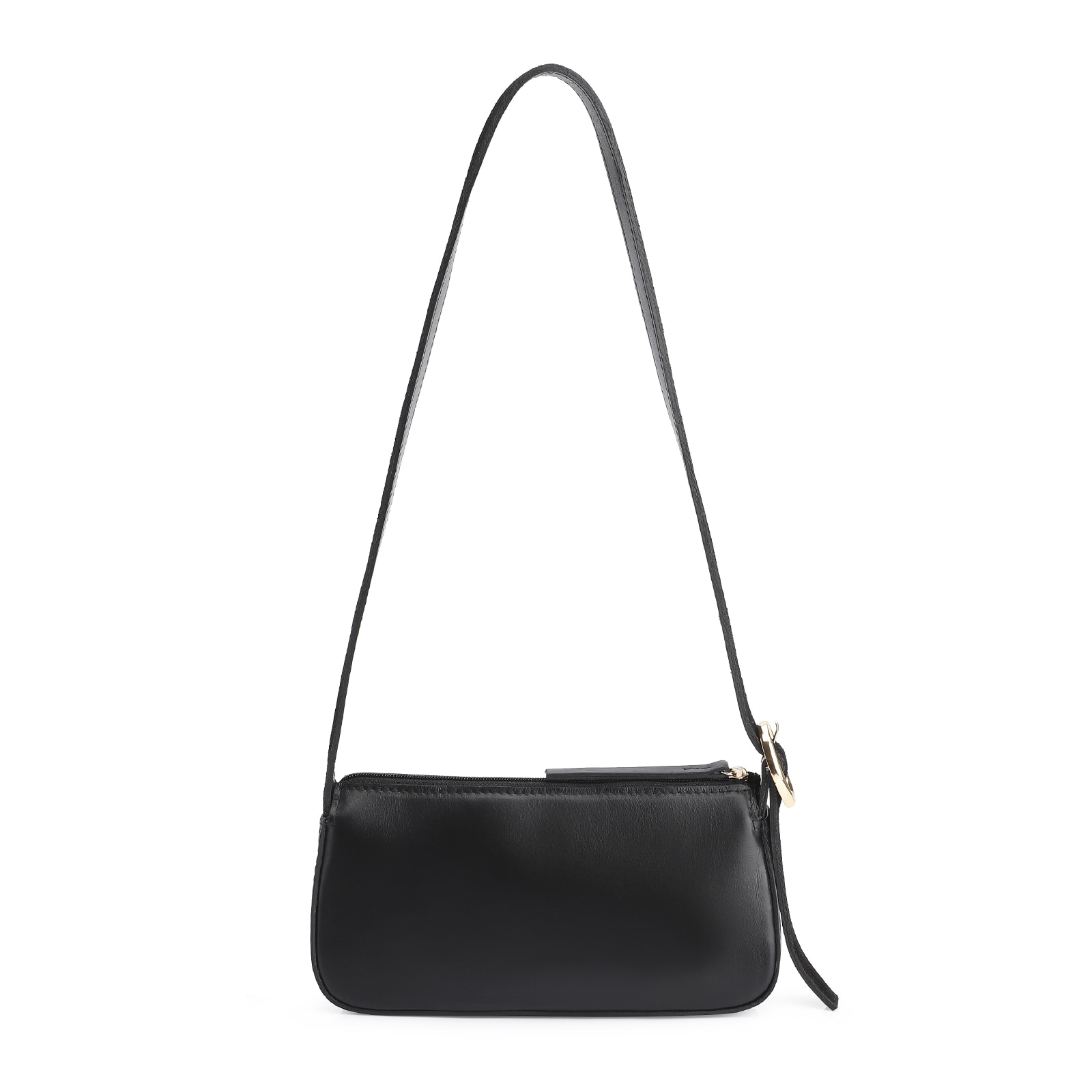 Bolsa Transversal Fivela Couro Preto/Camurça Preto
