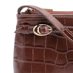 Bolsa Transversal Fivelas Couro Croco Marrom - imagem 5