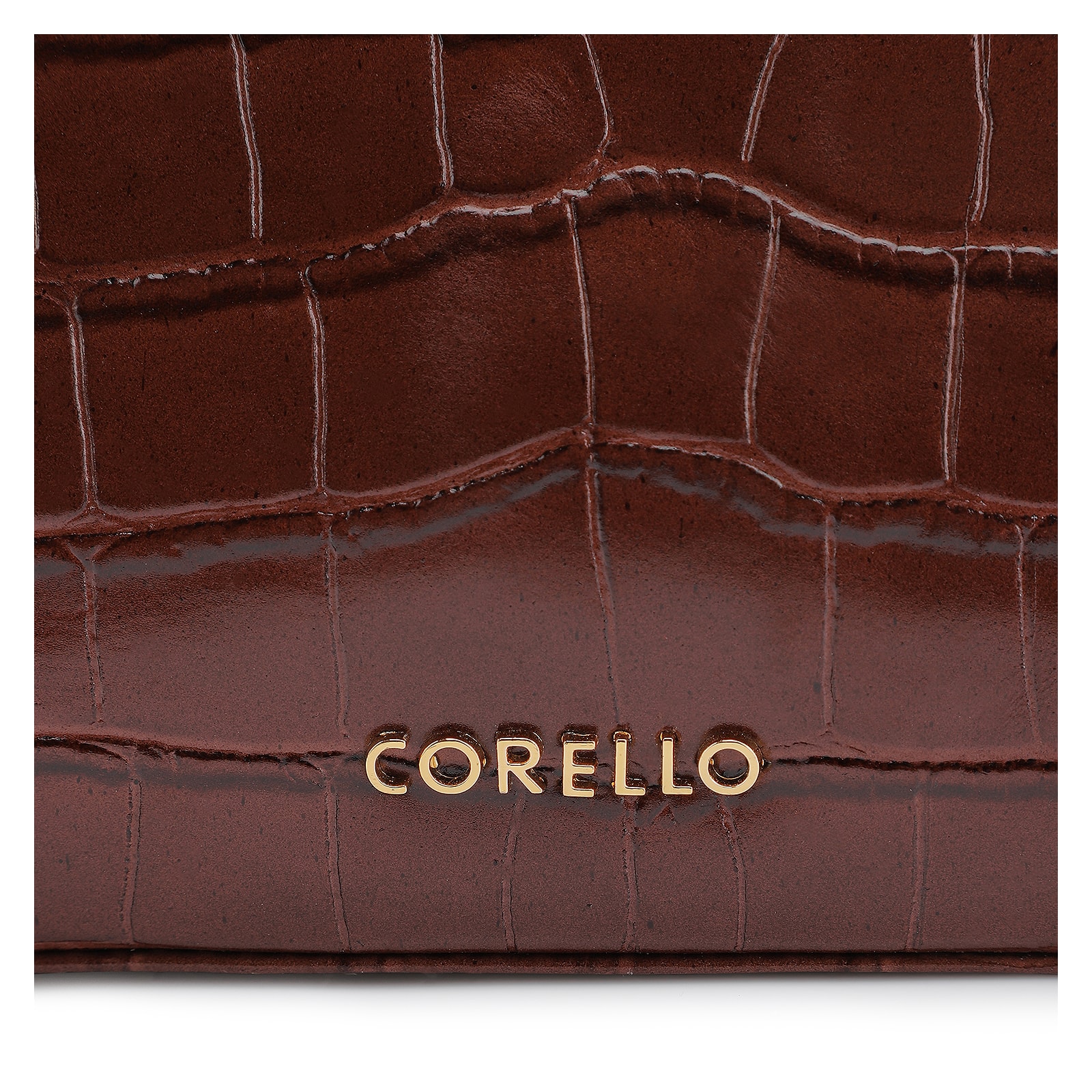 Bolsa Transversal Fivelas Couro Croco Marrom