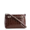 Bolsa Transversal Fivelas Couro Croco Marrom - imagem 1