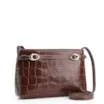 Bolsa Transversal Fivelas Couro Croco Marrom - imagem 2