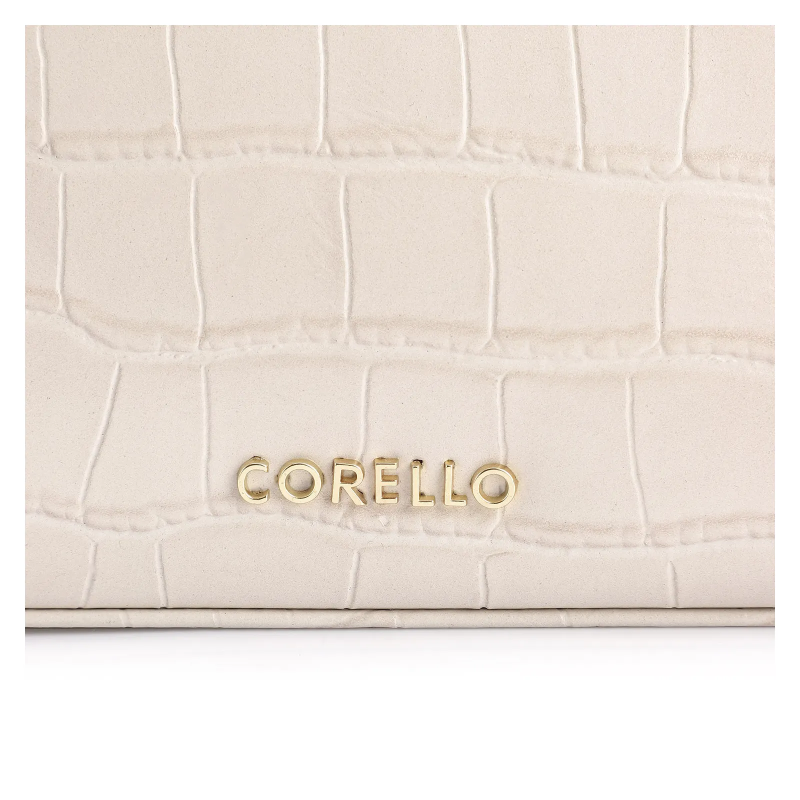 Bolsa Transversal Fivelas Couro Croco Off White