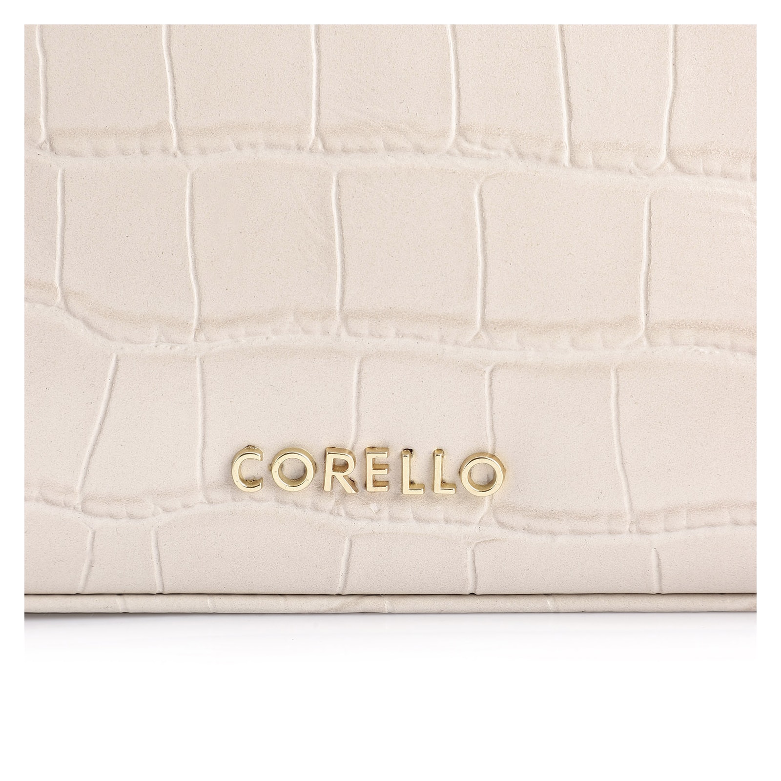 Bolsa Transversal Fivelas Couro Croco Off White