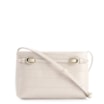 Bolsa Transversal Fivelas Couro Croco Off White - imagem 1