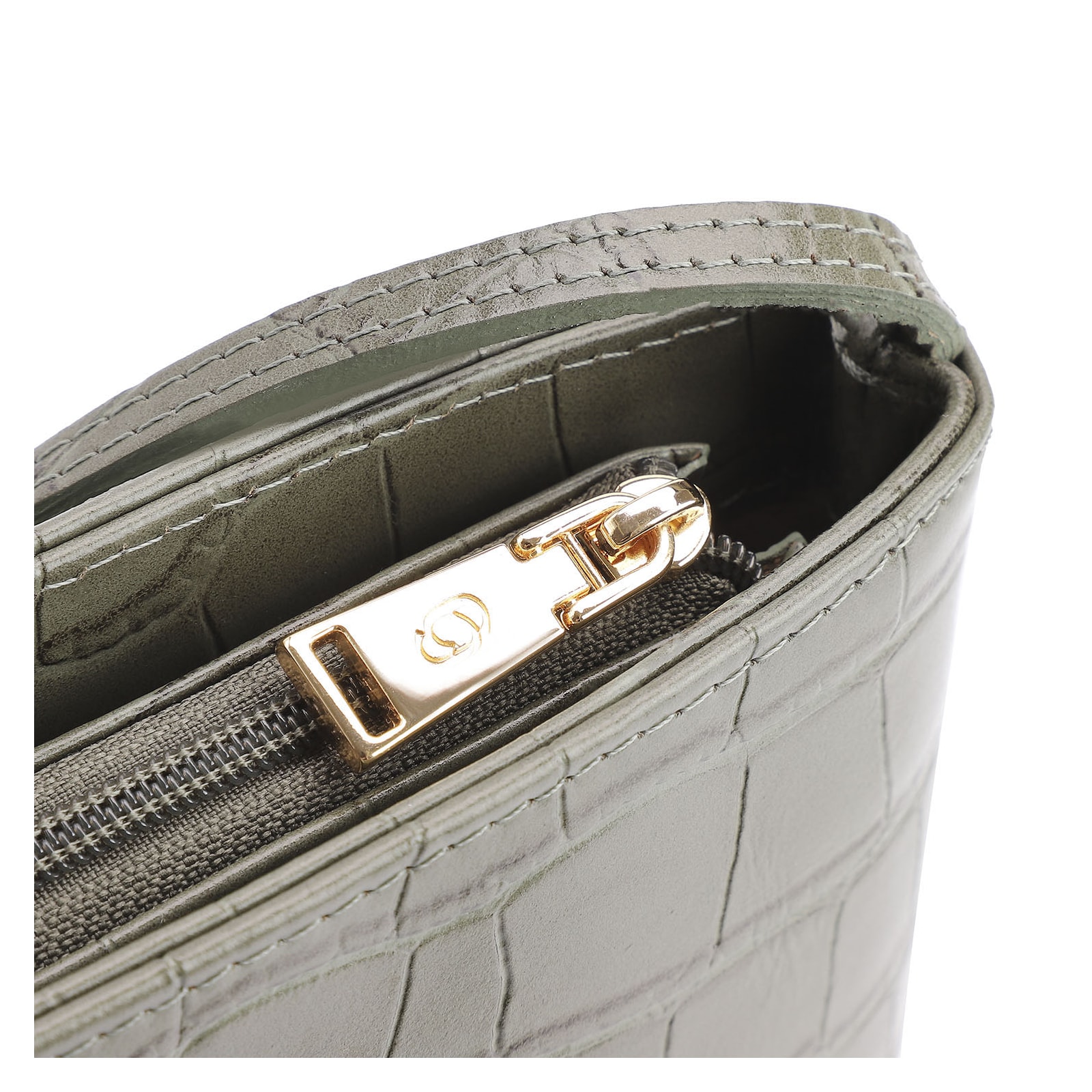 Bolsa Transversal Fivelas Couro Croco Verde