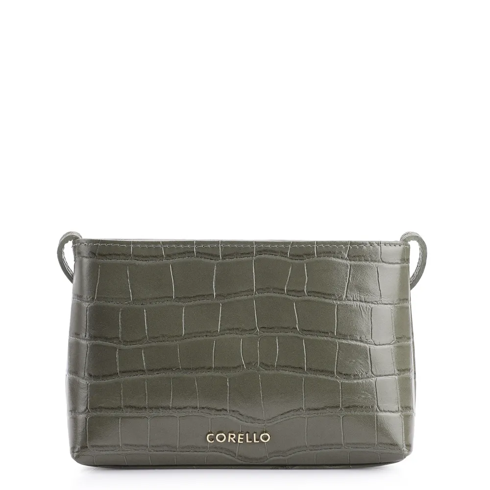 Bolsa Transversal Fivelas Couro Croco Verde - imagem 3