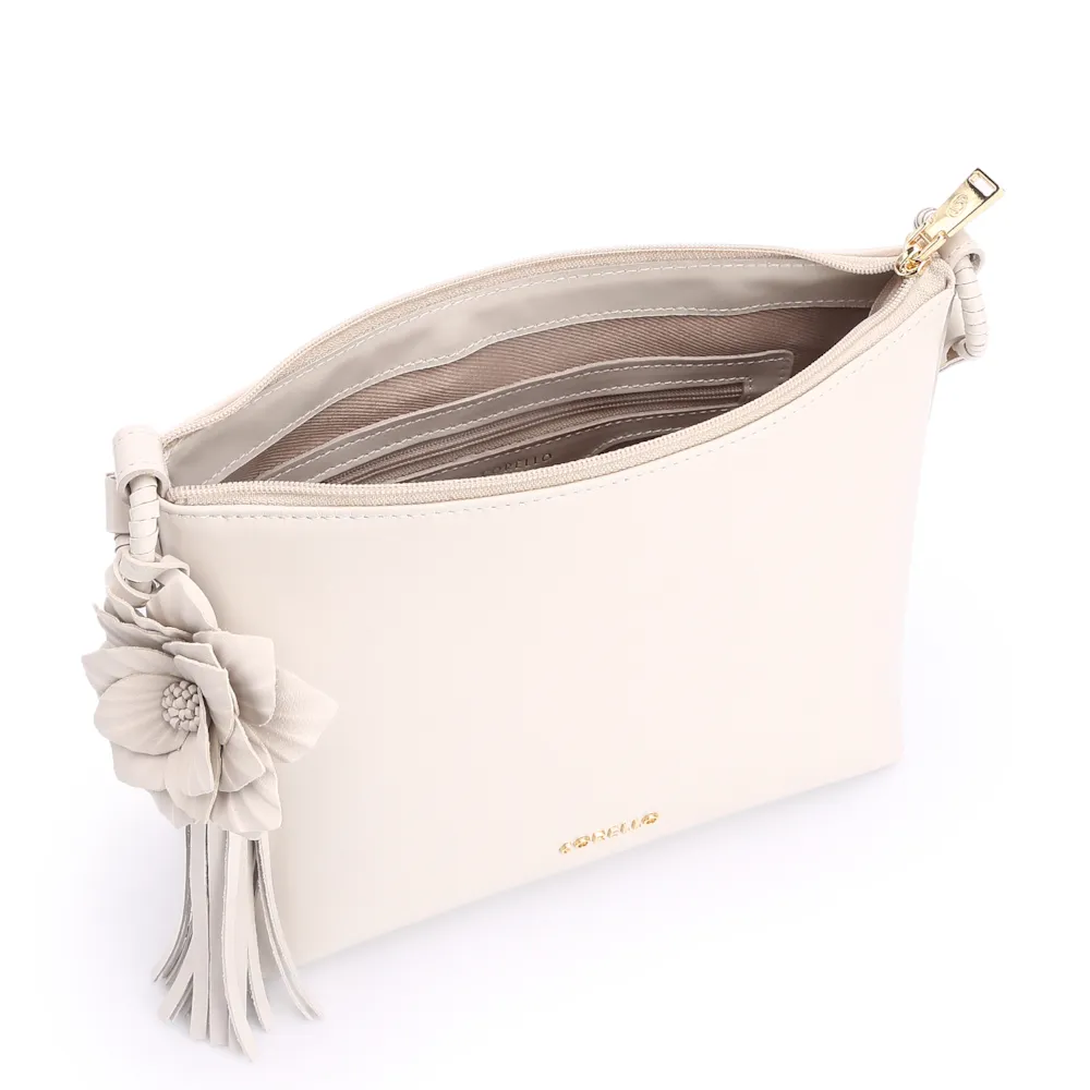 Bolsa Transversal Flor Couro Off White - imagem 4