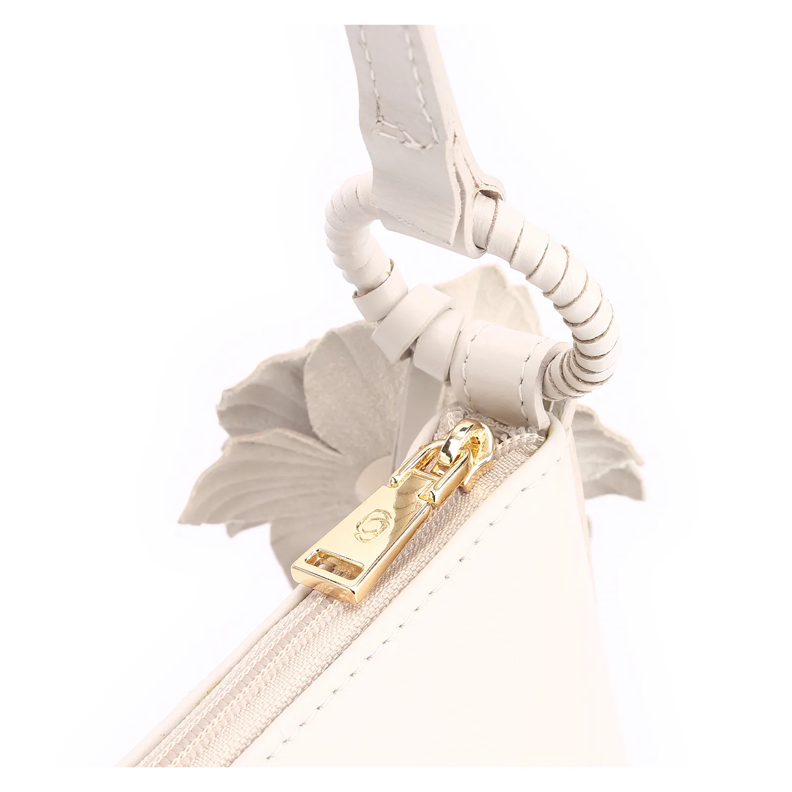 Bolsa Transversal Flor Couro Off White